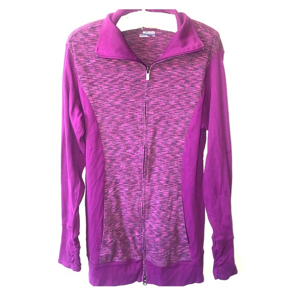 Columbia Sweaters - Columbia Full zip purple ruched sleeve sweater EUC